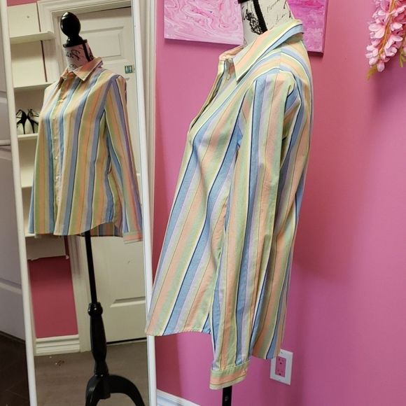 NWOT 💟 Jones New York Striped Shirt 100% Cotton - Picture 3 of 8
